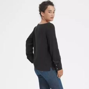 Everlane🌿 BLACK Clean Silk Boatneck Blouse